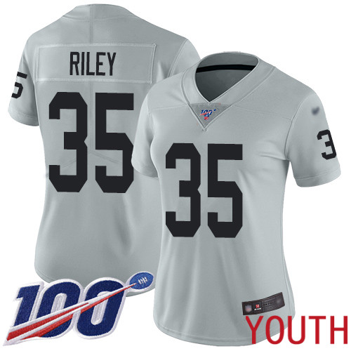 Oakland Raiders Limited Silver Youth Curtis Riley Jersey NFL Football #35 100th Season Inverted Legend Jersey